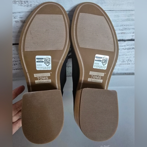 Toms Black Suede Tassel Mules with Wooden Block Heel Woman Size 7 - Picture 8 of 9